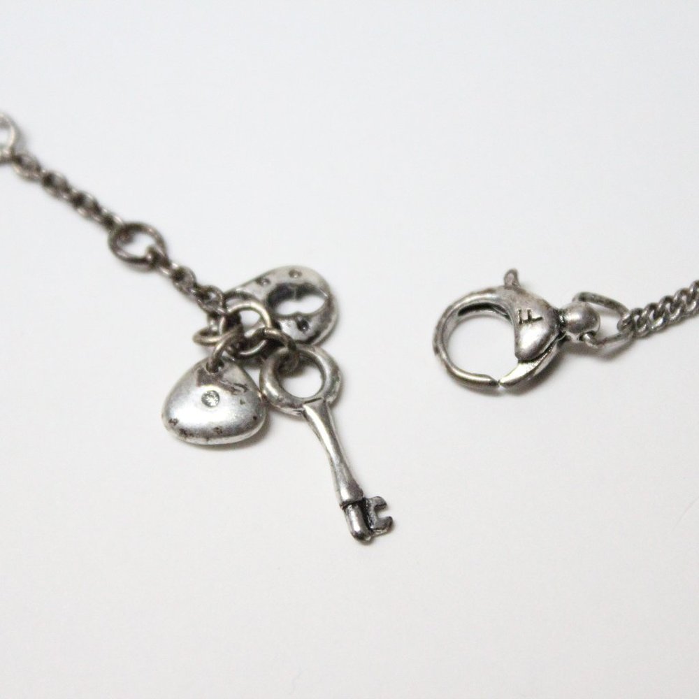 Marked Fossil 3 Flower Lobster Clasp Silvertone Fashion Chain Necklace - Picture 3 of 11